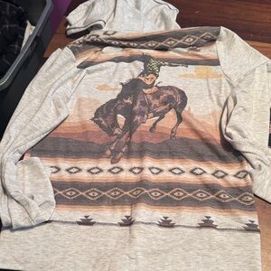 Stylish western Graphic Crewneck Jacket in Gray